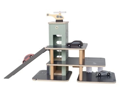 Fa játszógarázs helikopterrel