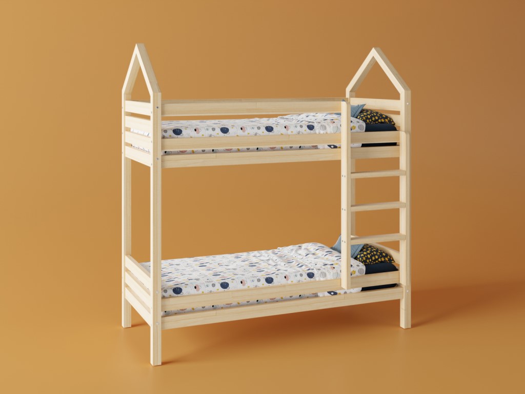 Elis design emeletes házikó ágy választható alsó prémium leesésgátlóval ágy méret: 80 x 160 cm, leesésgátlók: mindkettő