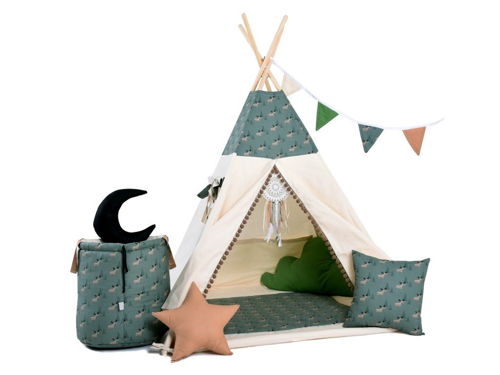 Elis design teepee sátor készlet -jávorszarvas változat: luxury