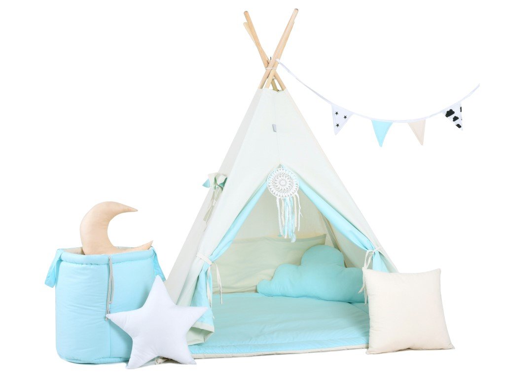 Elis design kék ég teepee sátor készlet változat: luxury