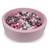 Púderes rózsaszín száraz gyermekmedence 110x30 kör alakú 400 db labdával