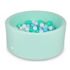 Száraz gyermekmedence modern mentazöld színben kör alakú 90x40 cm 300 db labdával