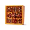 Fából készült fejtörő készlet 9 db fa dobozban