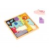 Fából készült puzzle állatkerti és erdei állatokkal