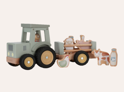 Traktor s prívesom drevený Farma