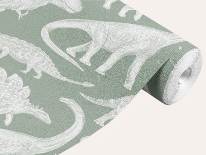 Tapeta do dětského pokoje Dinosauři -matcha