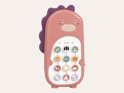 Dětský telefon dinosaurus - růžový