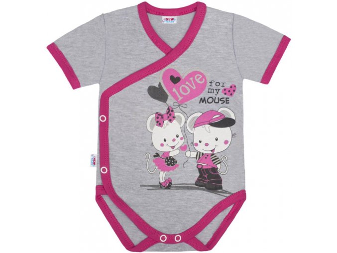 Dětské body s bočním zapínáním krátký rukáv New Baby Love Mouse