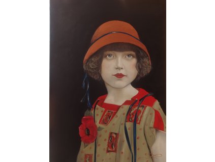 Holčička s kloboučkem a vlčím mákem - ART DECO