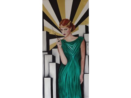 Elegantní dáma s cigaretou - ART DECO