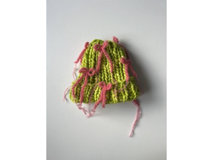 Čepice chunky zelená s mašličkami 🎀