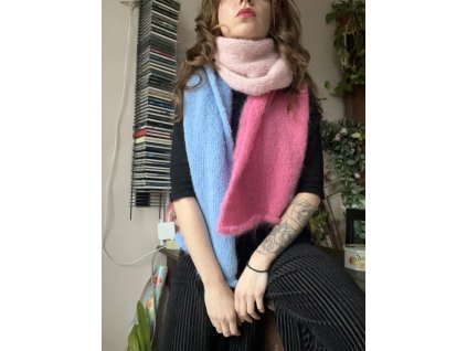 Maxi šála růžovo modrá