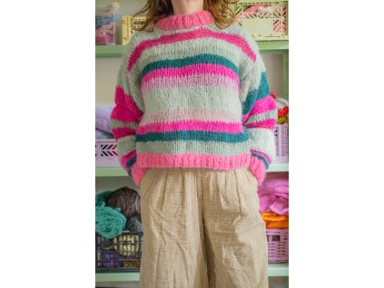 Svetr pruhovaný tyrkysový