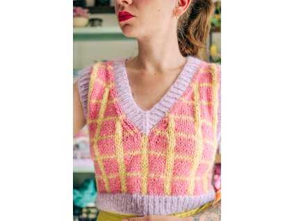 Vesta růžová čtvercovaná