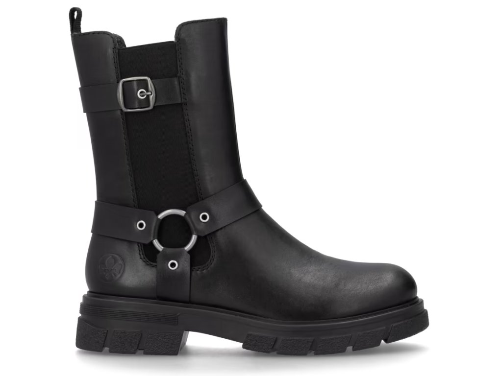 Dámské zimní kožené kotníkové boty RIEKER Z9177-00 černé