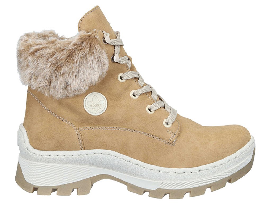 Dámské zimní kotníkové boty s kožíškem RIEKER X9341-20 béžové 960261