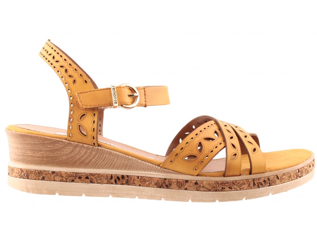 Dámské kožené sandály REMONTE D3055-68 žlutá