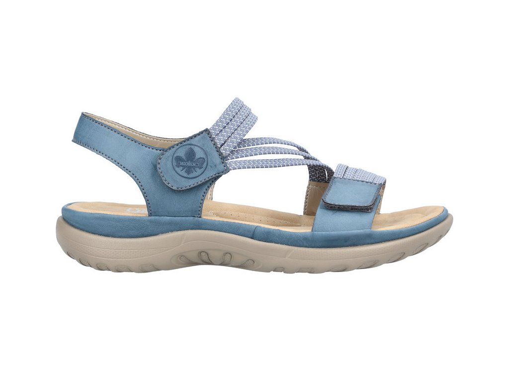 Dámské sandály suchý zip anatomická stélka RIEKER 64870-14 modré