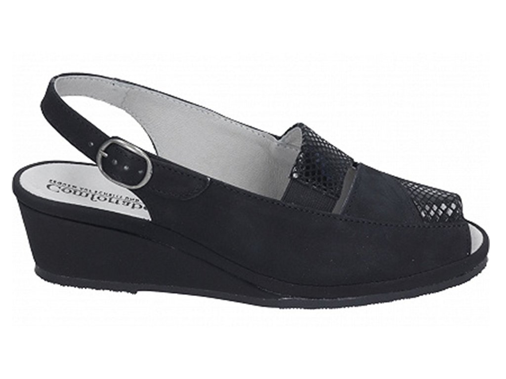 CeloKožené sandály na klínku Výprodej COMFORTABEL 710976 černé