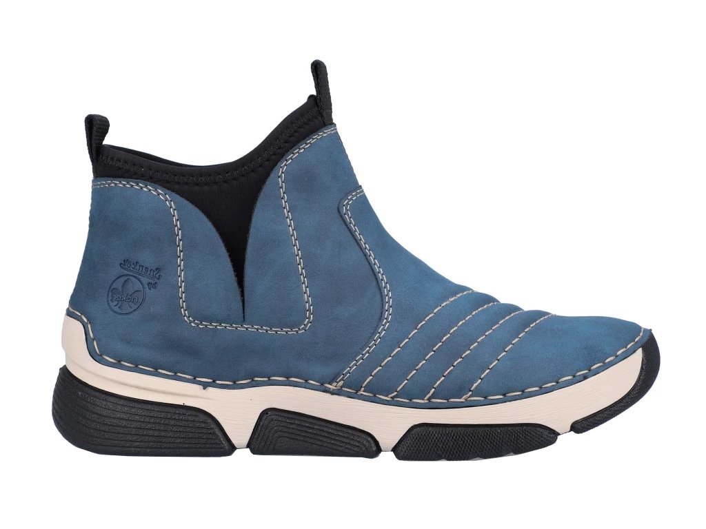 Dámské kotníkové kozačky s gumou RIEKER 45980-14 modré 990174-05 -  Eliteshoes