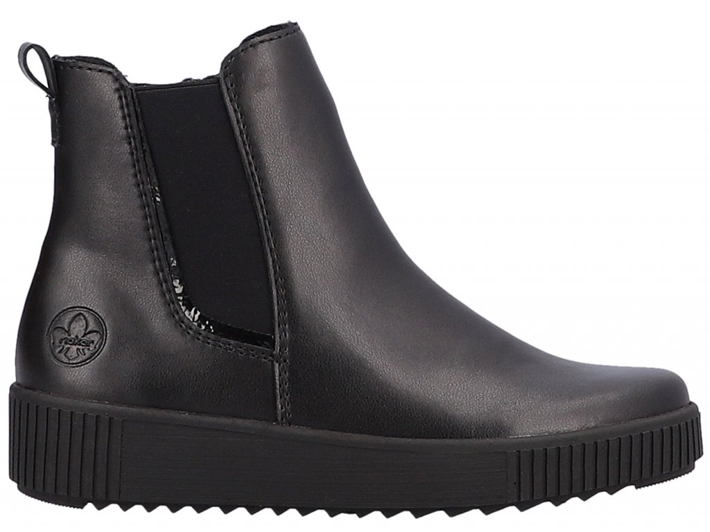 Dámská kožená kotníková obuv RIEKER Y6451-00 černá - Eliteshoes