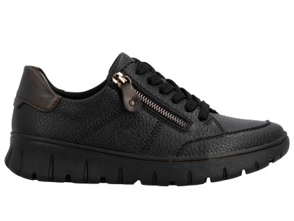 Dámské kožené tenisky polobotky RIEKER N1301-00 černé