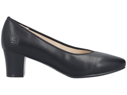 Dámské kožené lodičky na podpatku RIEKER 44650-04 černé