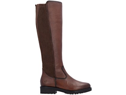 Dámské kožené přizpůsobivé kozačky přes lýtko REMONTE R6594-24 hnědé