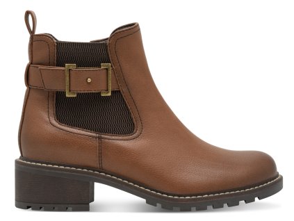 Dámské kotníkové boty cognac JANA stélka šíře H 8-25486-43 305 hnědé