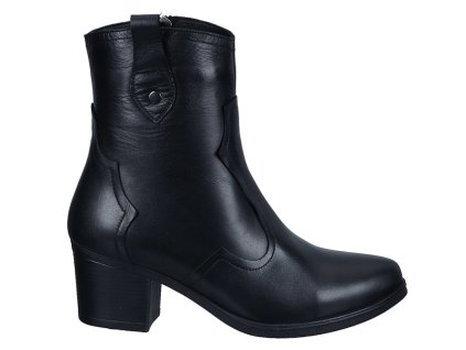 Dámské kožené kotníkové boty na podpatku PIAZZA 960311 černé
