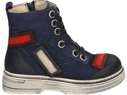 Dámské kožené kotníkové zimní boty farmařky MANITU 990328-05 modré