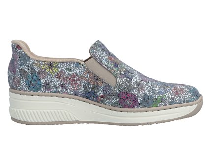 Dámské kožené mokasíny na klínku RIEKER 48761-91 multi barevné