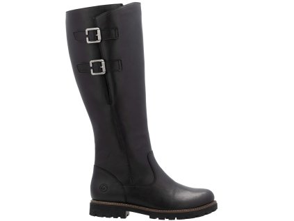 Dámské kožené kozačky Lýtko XL REMONTE D8486-00 černé