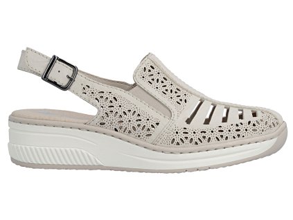 Dámské kožené sandály na klínku RIEKER 48763-60 béžové