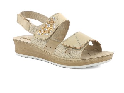Dámské zdravotní sandály s anatomickou koženou stélkou IB000066 béžové