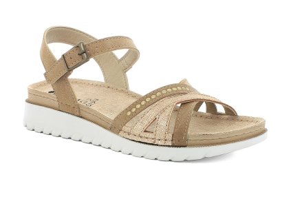 Dámské zdravotní sandály s anatomickou koženou stélkou IB000054 písková