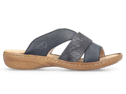 Dámské kožené nazouváky RIEKER 60897-14 modré 900125-05