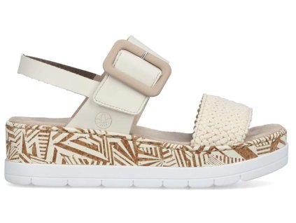 Dámské sandály na vyšším klínku RIEKER 910182 béžové