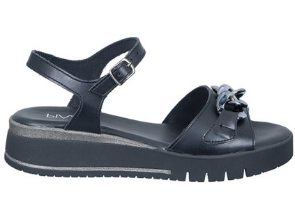 Dámské Celokožené sandály na klínku PIAZZA italy 910279-01 černé