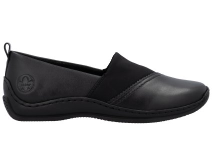 Dámské kožené mokasíny na klínku RIEKER L1790-00 černé