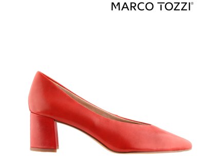 Kožené červené lodičky na podpatku Marco Tozzi 2-22435-24 533 výprodej