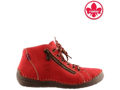Dámské červené kotníkové šněrovací boty sneaker´s Rieker 52549-36