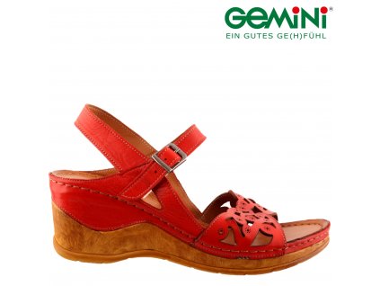 Kožené červené sandály na klínku Geminy