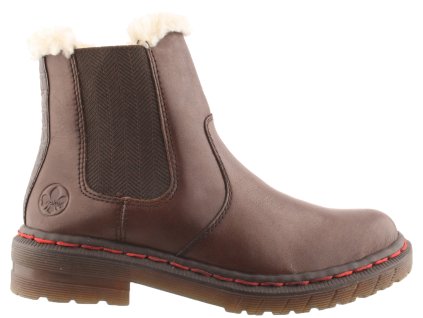 Dámské kožené kotníkové kozačky Chelsea boot Rieker 76298-25 hnědé