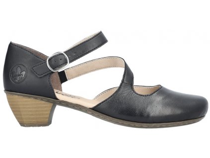 Dámské kožené otevřené lodičky RIEKER 41780-00 černé