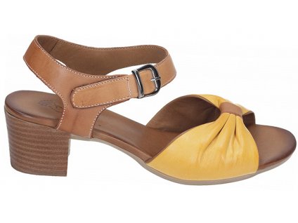Dámské kožené sandály na podpatku PIAZZA 911012 žluté
