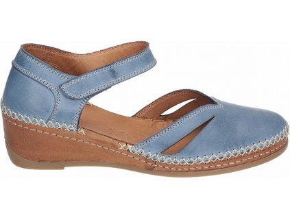 Dámské kožené sandály na klínku MANITU 910005-51 modré