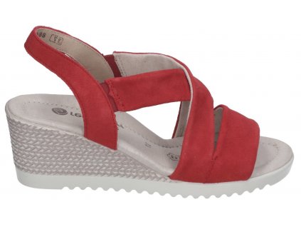Dámské kožené sandály na klínku REMONTE 910890 červené