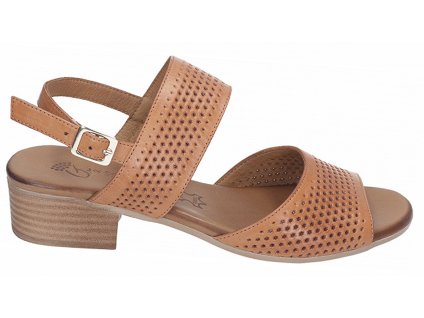 Dámské kožené sandály na podpatku PIAZZA 910051-21 hnědé