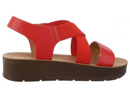 Dámské přizpůsobivé sandály s gumou na klínku 1458 červené